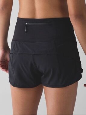 Lululemon Black Speed Short High waist with back zipper, women’s size 4